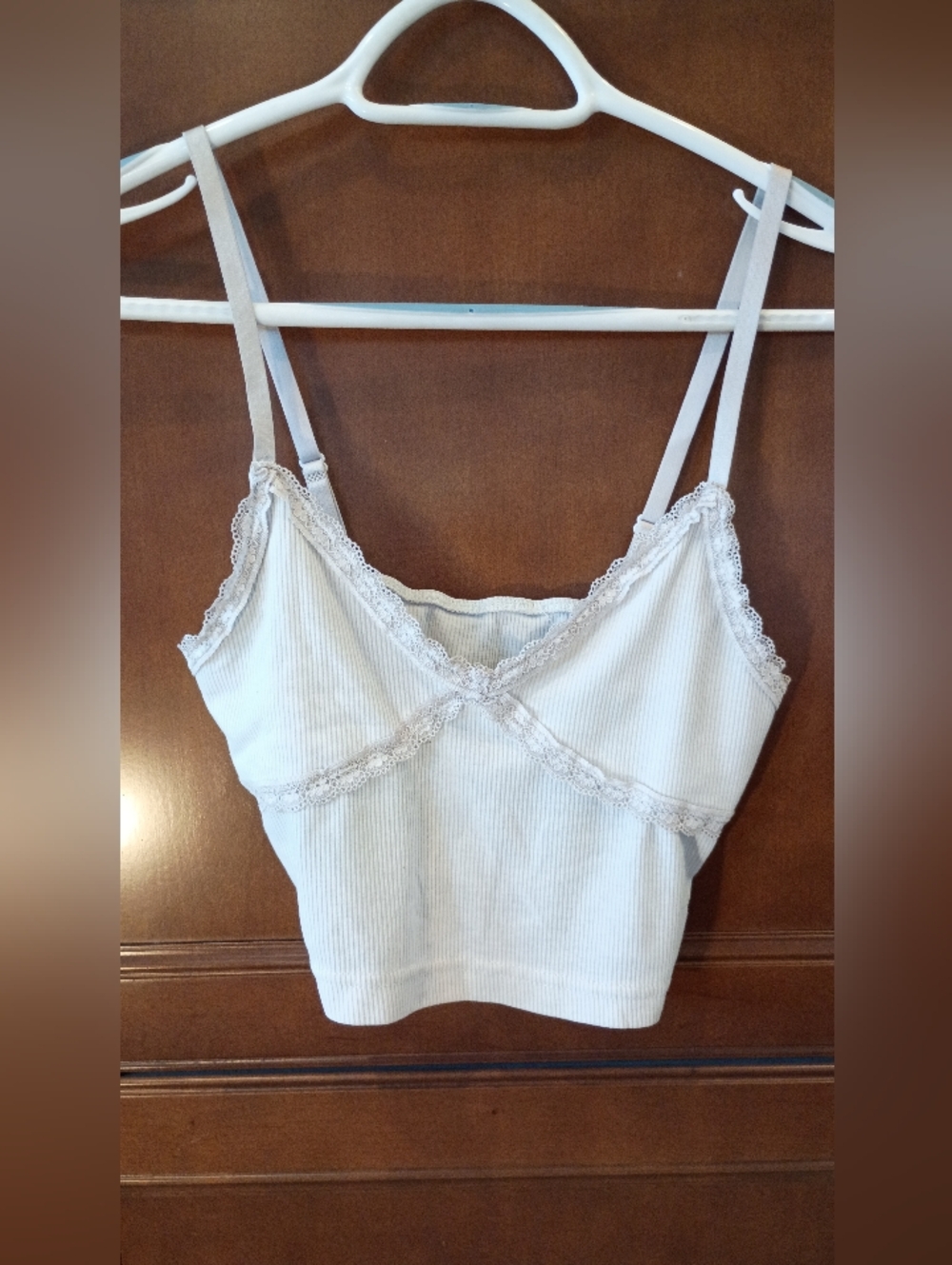 Women's Lace-Trim Ribbed Camisole Tank Top - White